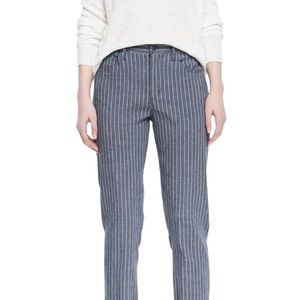 THEORY Jordan Andria Blue Pinstipe Linen Blend Pants Cropped Size 30